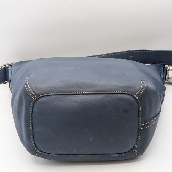 Rare Color Vintage Coach Legacy Soho Duffle Sac Slate Blue Leather - Picture 4 of 11